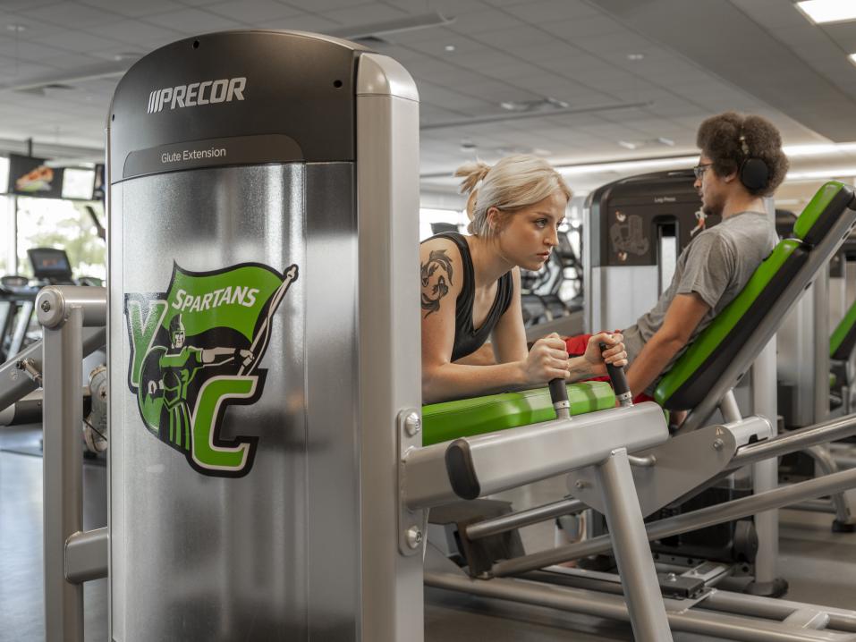 York students exercising on weight machines
