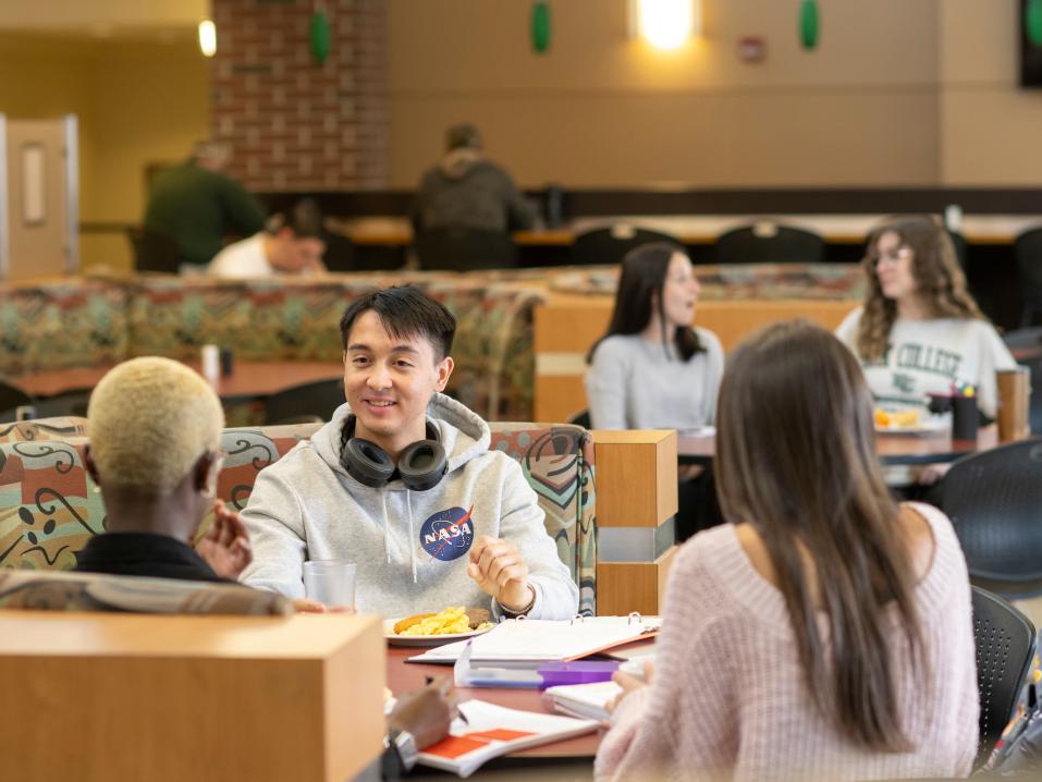 Students eating together at the West Campus Dining Hall.