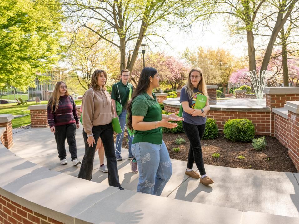 Group of Students taking a tour of campus