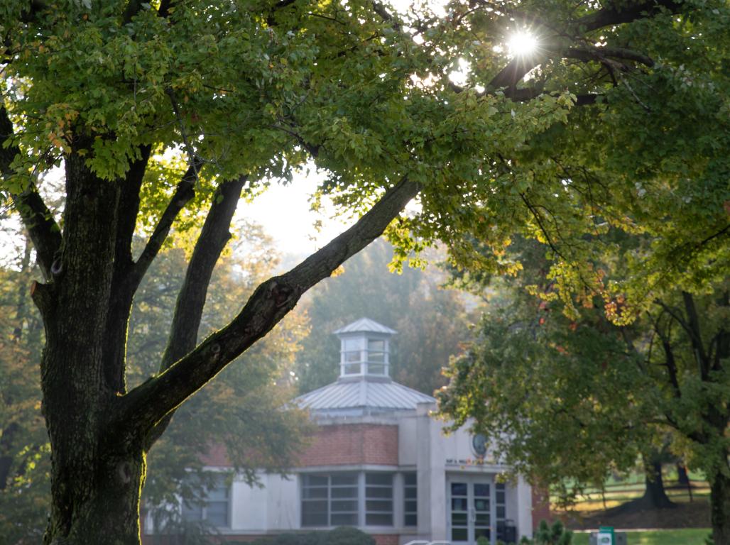 Miller Administration Building during sunset.