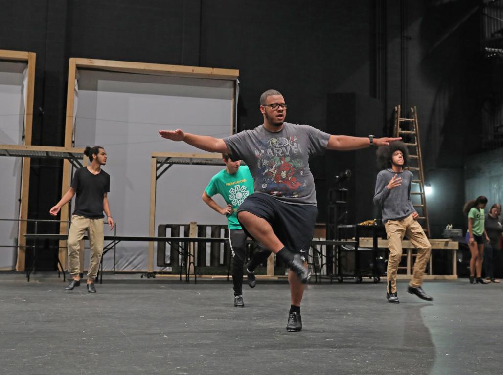 Theatre students rehearsing for a play