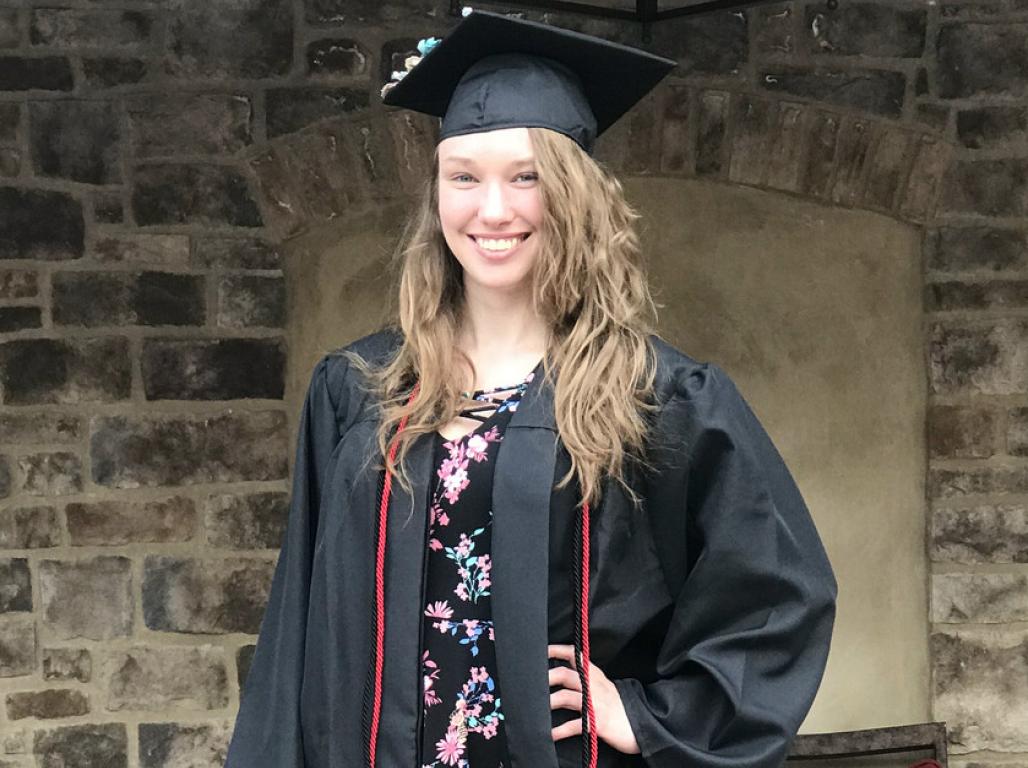 Kendra Jones in regalia for her 2018 graduation ceremony.