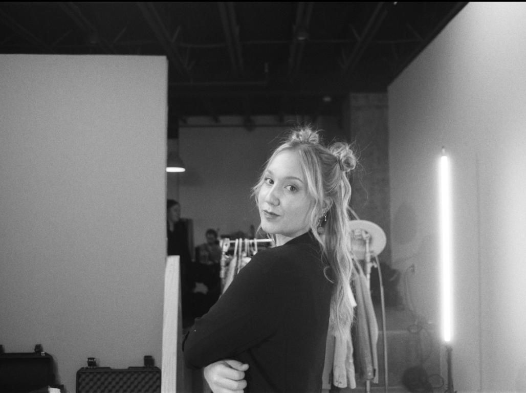 Black and white portrait of Musician Chloe Ament.