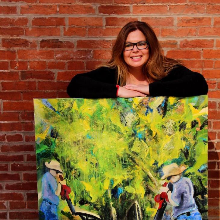 Jeannine Dabb with her art work.