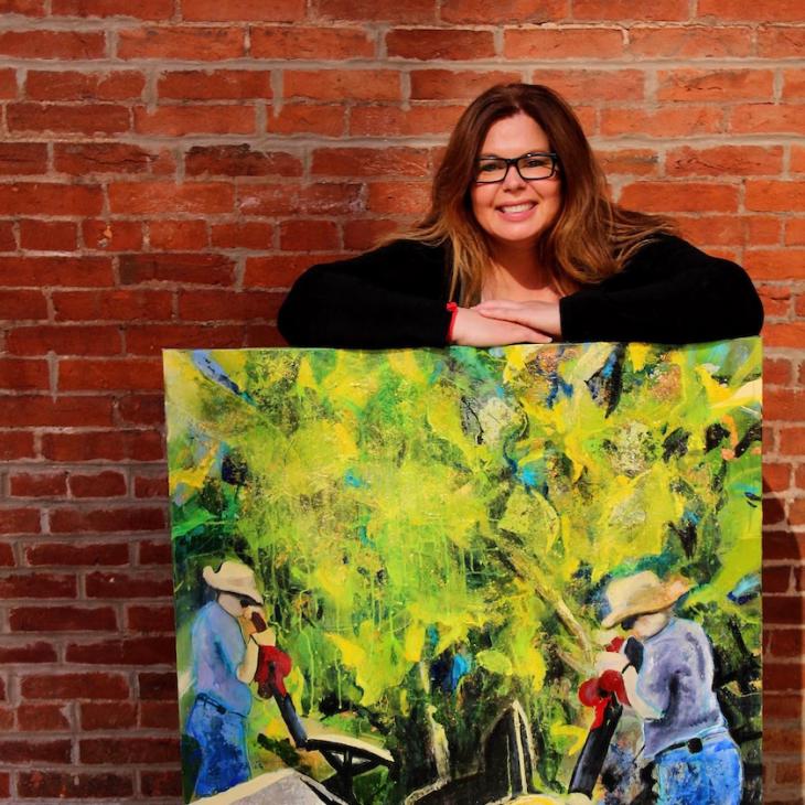 Jeannine Dabb with her art work.