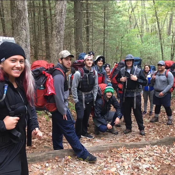 A group of YCP students on a hiking trip.