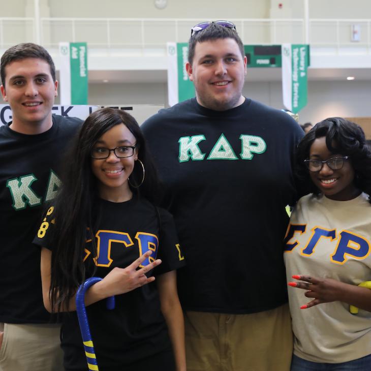 A group of greek life members at the Involvement Fair.