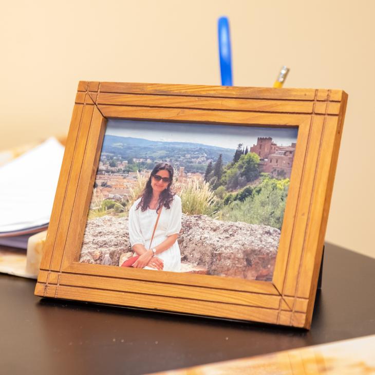 A photograph of Dominic's wife, Rabiya.